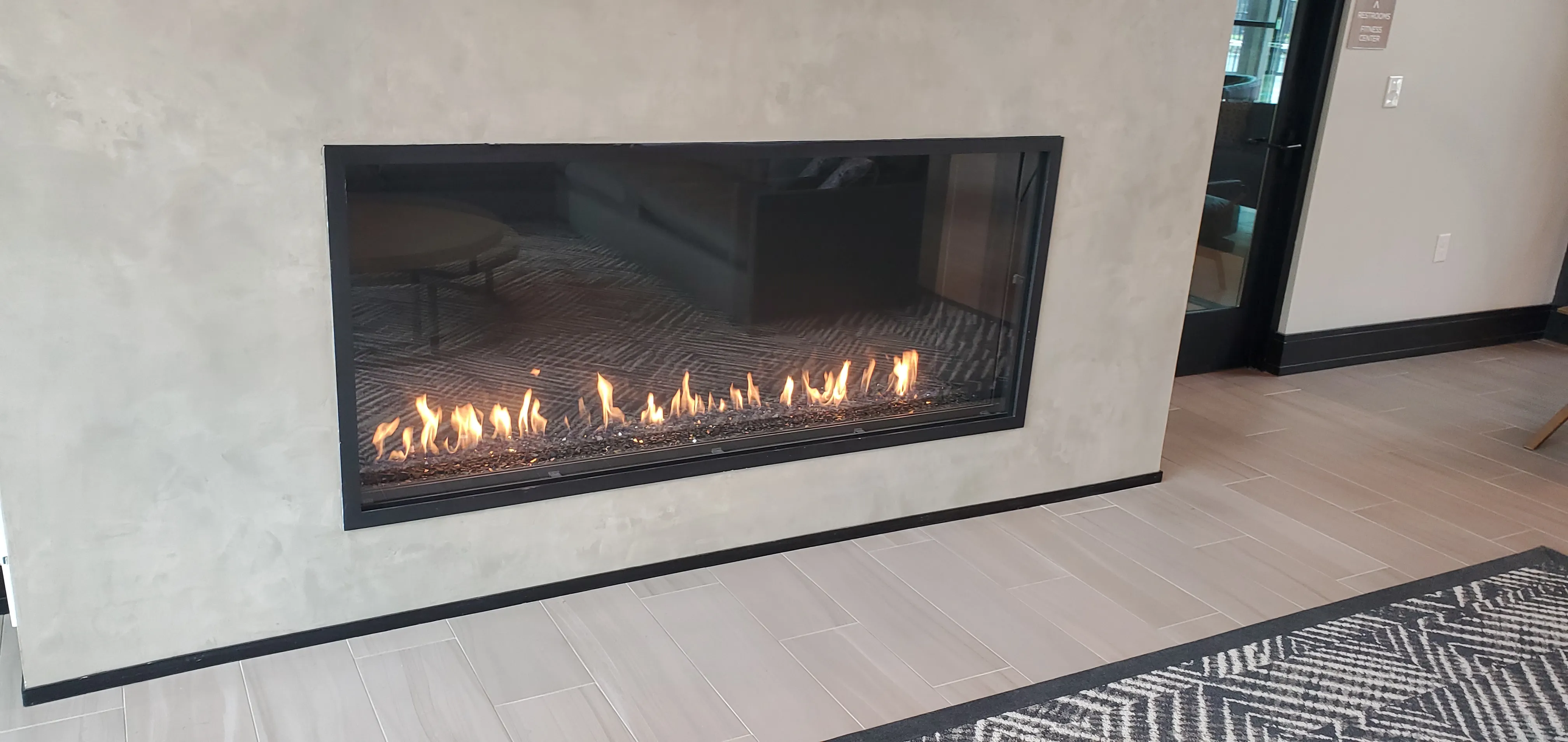 Modern linear close-up, flame trough detail