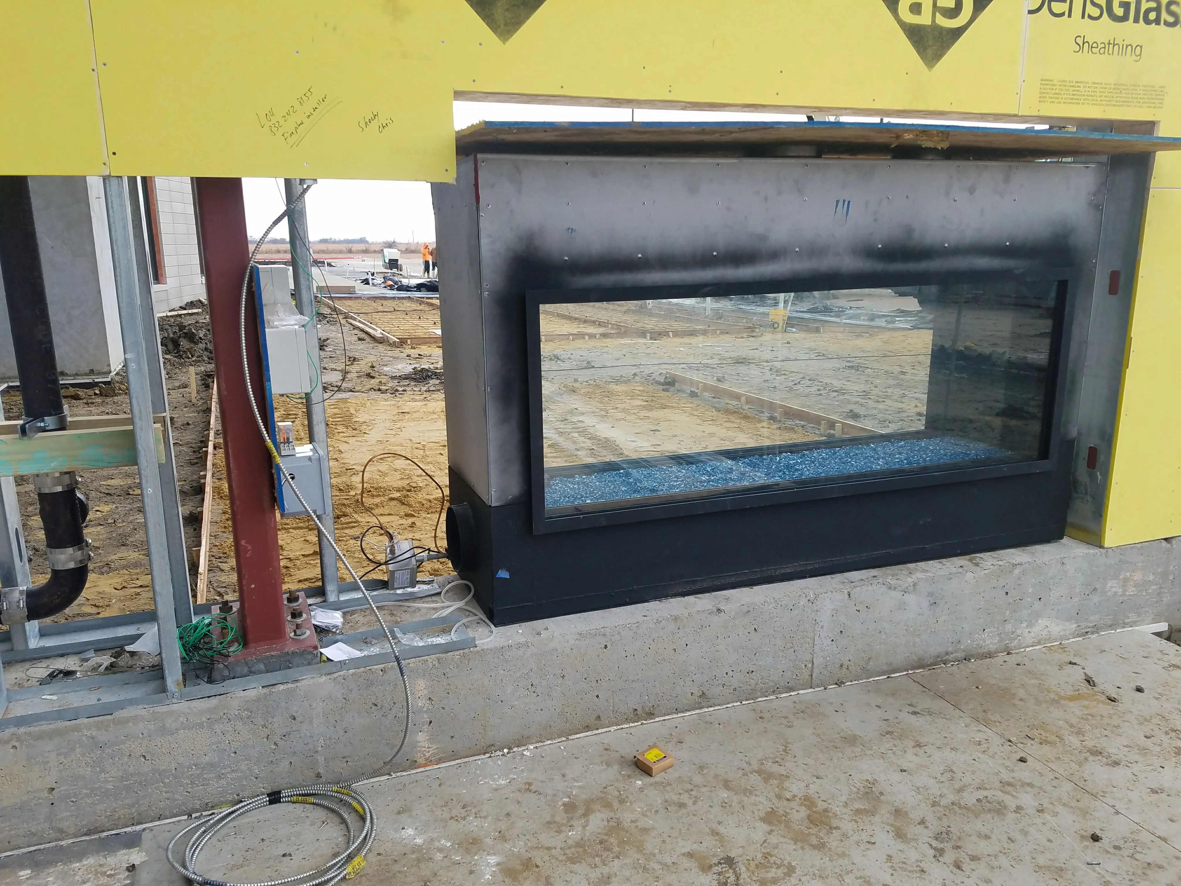 Linear see-through at rough-in stage