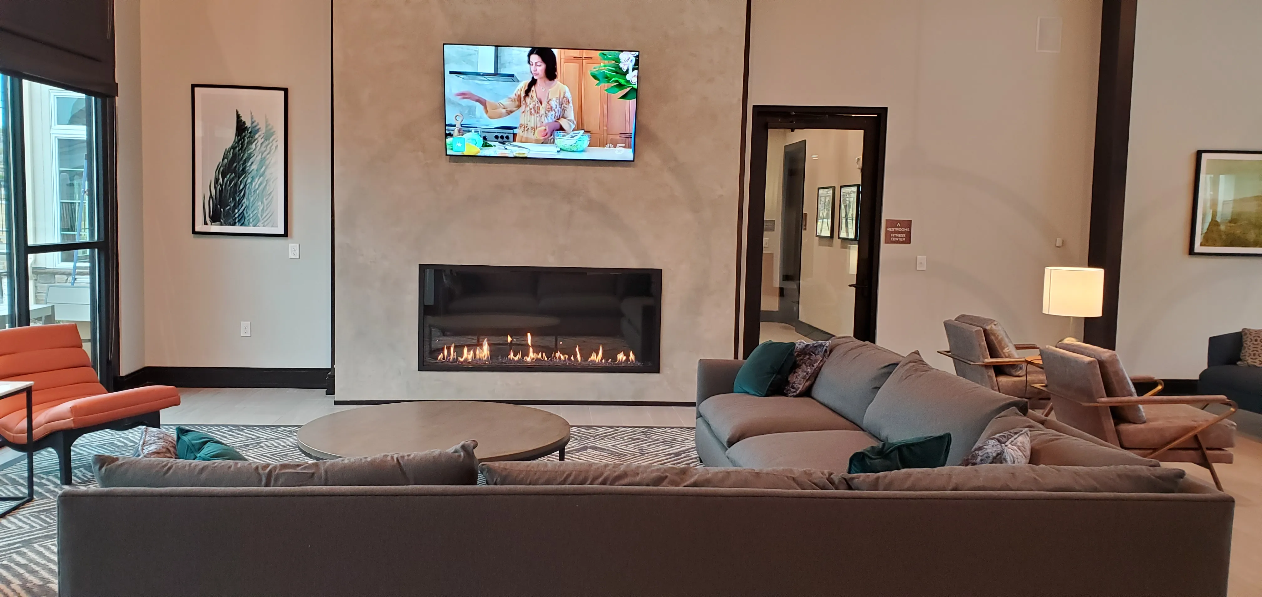 Modern linear gas, apartment complex clubhouse install